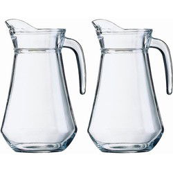 Luminarc Schenkkan - 2x - 1 liter - transparant - 20 cm - glas - waterkan - Schenkkannen