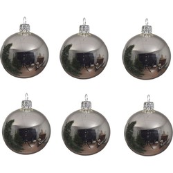 6x Glazen kerstballen glans zilver 8 cm kerstboom versiering/decoratie - Kerstbal