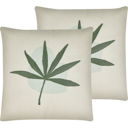 DAVALLIA  - Sierkussen set van 2 - Beige/Groen - 45x45 cm - Polyester