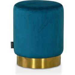 Lanterfant® Poef Mark - Fluweel - Rond - Cilinder - Royal Blue