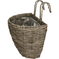 Balkonmand/plantenmand/plantenbak grijs rotan 42 cm - Plantenbakken