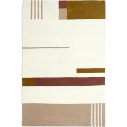 Kave Home - Alfombra Cambrils 100% lana beige y marrón 160 x 230 cm