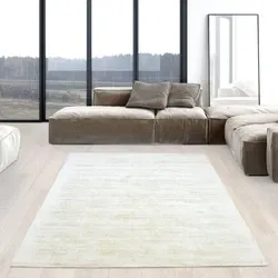 Lumbini Effen Viscose Crème vloerkleed - Handgeweven - 140 X 200 CM