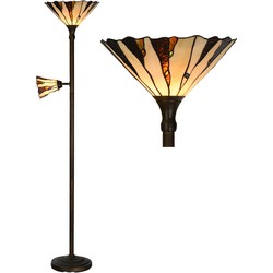 LumiLamp Tiffany Vloerlamp  Ø 38x178 cm Beige Bruin Glas Tiffany Lampen