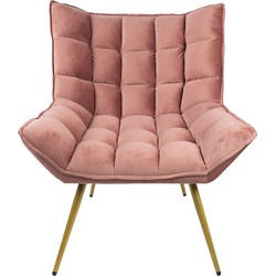 Clayre & Eef Fauteuil  79x91x93 cm Roze Ijzer Textiel Woonkamer stoel