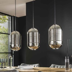Hanglamp 3-Lichts - Chrome Glas - 105x22x150cm