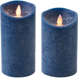 Set van 2x stuks Donkerblauwe Led kaarsen met bewegende vlam - LED kaarsen