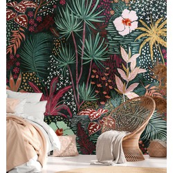 One Wall one Role fotobehang jungle-motief groen, rood, geel, oranje en wit - 371 x 280 cm - AS-382741