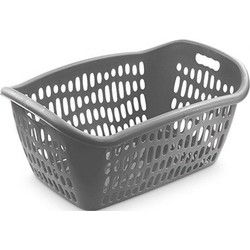 Hega Hogar Wasmand - 2x - grijs - waskrat - 61 x 43 x 28 cm - 38L - Wasmanden