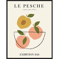 Any Image Print 'Le Pesche' - Schilderij - Wanddecoratie - Inclusief beukenhouten lijst - Poster - 73x93cm - Zwarte lijst met Passe Partout