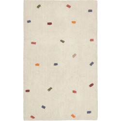 Kave Home - Epifania tapijt, 100% wit katoen met meerkleurige stippen, 90 x 150 cm
