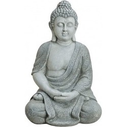 Boeddha beeld XXL - antiek grijs - 62 cm - van polystone - binnen/buiten - Beeldjes