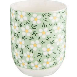 Clayre & Eef Mok  100 ml Groen Porselein Rond Bloemen Theemok