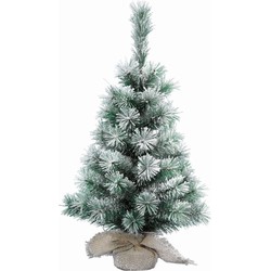 Everlands Mini kerstboom - met sneeuw - H35 cm - Kunstkerstboom