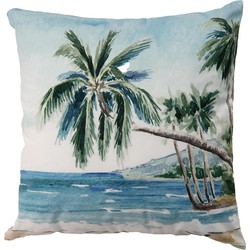 Clayre & Eef Kussenhoes  45x45 cm Blauw Groen Polyester Palmbomen Sierkussenhoes