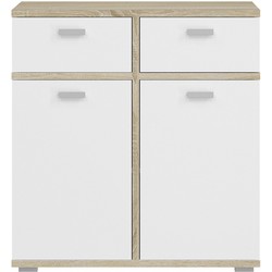 Eiken wit en sonoma 2-deurs en 2-lades dressoir L79 cm - COSMO