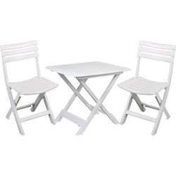 Sunnydays Klapstoelen 2x met bijzettafeltje set - buiten - wit - kunststof - Klapstoelen
