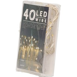 Draadverlichting lichtsnoer met 40 lampjes warm wit op batterij 420 cm - Lichtsnoeren