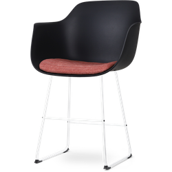 Nino-Liz barkruk zwart met terracotta rood zitkussen - wit onderstel - 65 cm