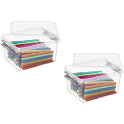 Sunware opbergbox - 5x stuks - transparant - 2L - 20 x 15 x 10 cm - Opbergbox
