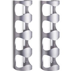 2x Zilver chroom wijnflesrek/wijnrekken hangend voor 4 flessen 45 cm - Wijnrekken