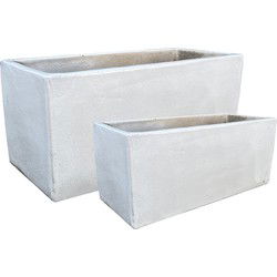 PTMD Evona Plantenbakken - 65x26x39 cm - Keramiek - Wit - Set van 2