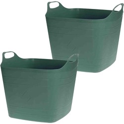 2x Stuks Flexibele kuip emmers/wasmanden - groen - 40 liter - vierkant - kunststof - Wasmanden