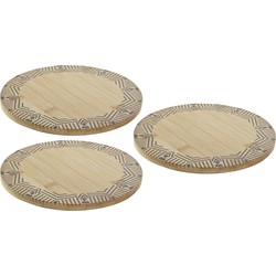 Set van 3x stuks ronde pannen onderzetters van bamboe met print D20 cm - Panonderzetters