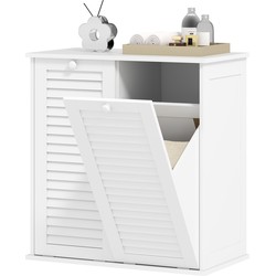 HOMCOM Waskast met 2 Kiepbakken voor Wasgoed, 2 Lamellendeuren, 70 x 38 x 73 cm, Wit