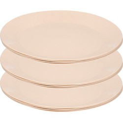 24x ontbijt/diner bordjes van afbreekbaar bio materiaal 21 cm in het eco-beige - Campingborden