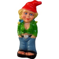 Tuinkabouter - Blonde vrouw - 34 cm - Kunststof - voor binnen en buiten - grappige tuinkabouter - Tuinbeelden