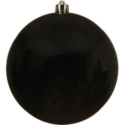 1x Grote zwarte kerstballen van 14 cm glans van kunststof - Kerstbal