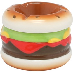 Hamburger asbak - gekleurd - 7 x 9 cm - rond - dolomiet - Buiten asbak - Asbakken