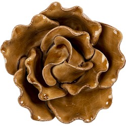 Clayre & Eef Beeld Bloem Ø 8x4 cm Bruin Keramiek Woonaccessoires