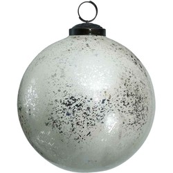 PTMD Snowy Kerstbal - H12 x Ø12 cm - Glas - Zilver