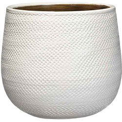 Mica Decorations gabriel ronde bloempot wit maat in cm: 19 x 21