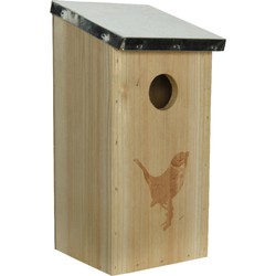 Vurenhouten/houten vogelhuisjes naturel 12 x 13,5 x 26 cm - Vogelhuisjes