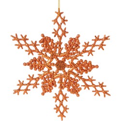 Kerst kristal set van 4 stuks, oranje glitter, 25 cm