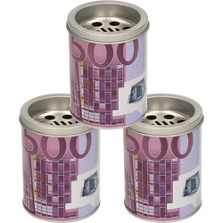 Set van 3x stuks paarse asbak briefgeld opdruk 500 euro 10 cm - Asbakken