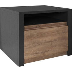 Meubella - Nachtkastje Monaco - Eiken - Grijs - 50 cm