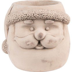 Clayre & Eef Bloempot Kerstman Beige Steen