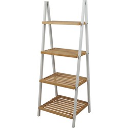 Urban Living Douche/badkamer opberg rekje - bamboe - 4 lagen - 40 x 30 x 109 cm - Badkamerkastjes