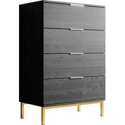 Meubella - Ladekast Ponchi - Zwart eiken - 70 cm