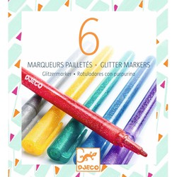 Djeco Djeco kleuren 6 Glitter Markers - Classic