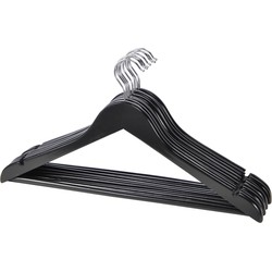 Kledinghangers - 5x - zwart - houten - 45 cm - kleerhangers - Kledinghangers