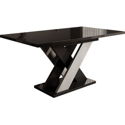 Meubella Eetkamertafel Xandra - Zwart hoogglans - 160 cm - Uitschuifbaar