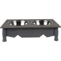 Clayre & Eef Voerbak hond Grijs Hout