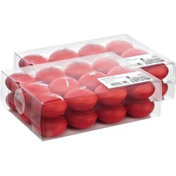 48x Drijvende kaarsen rood 4,5 cm 4 branduren - Drijfkaarsen