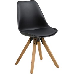 Eetkamerstoel - Zwart/Naturel - PU Leer - Zithoogte 49cm - Ljusvik - Set van 2