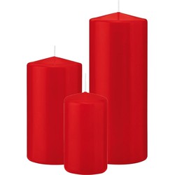 Stompkaarsen set van 6x stuks rood 12-15-20 cm - Stompkaarsen